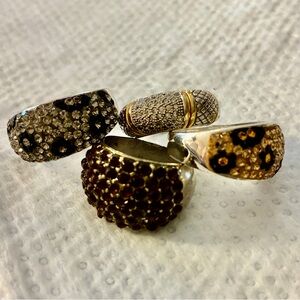 Lot Of 4 Chunky Style Rings, Cheetah Print, Channeled Setting & Chunky Carnelian